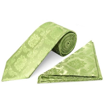 Light Green Paisley Classic Men's Tie and Pocket Square Set