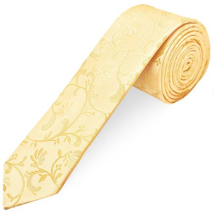 Gold Floral Skinny Men's Tie