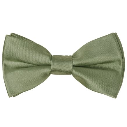 Pre Tied Plain Olive Green Satin Boys Bow Tie Age 18 Months-3 Years