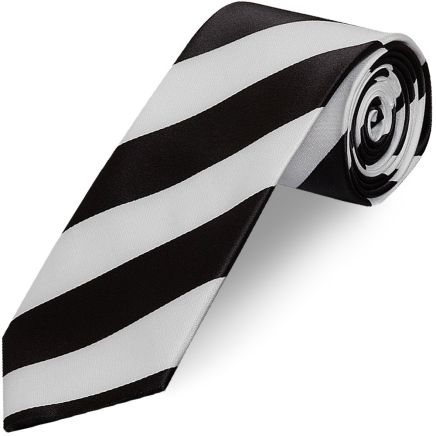 Black and White Striped Hand Made Classic Men's Football Tie