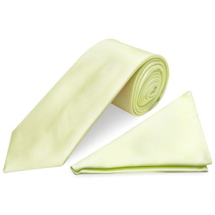 Plain Willow Green Satin Classic Men Tie and Pocket Square Set