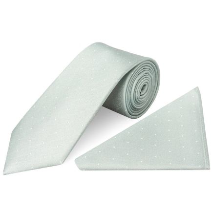 Duck Egg with White Spot Silk Classic Tie and Pocket Square