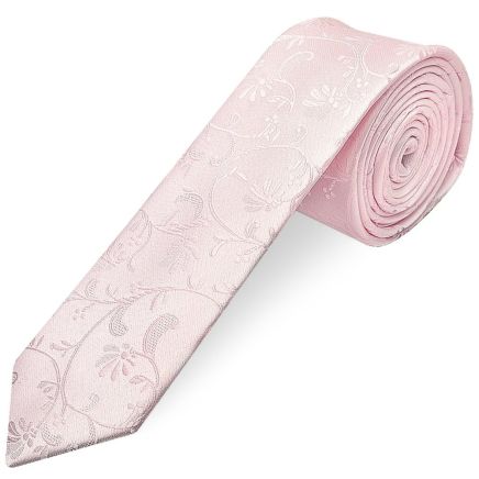 Blush Pink Floral Skinny Boys Tie