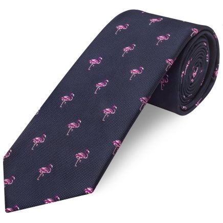 Mens Navy Flamingo Classic Tie