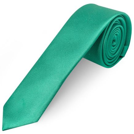 Emerald Green Silk Twill Skinny Mens Tie