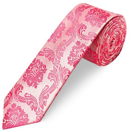 Light Coral Paisley Skinny Boys Tie