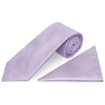 Lilac Textured Classic Tie and Pocket Square Set