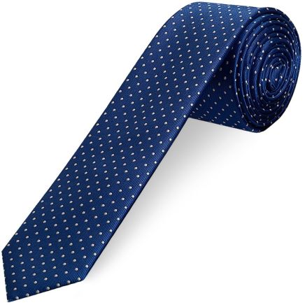 Blue and White Polka Dot Skinny Boy's Tie