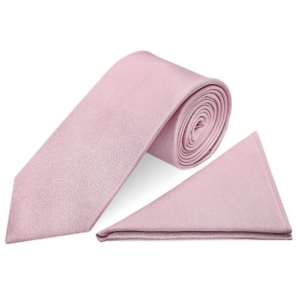Plain Lilac Pink Silk Classic Men's Tie and Pocket Square Set