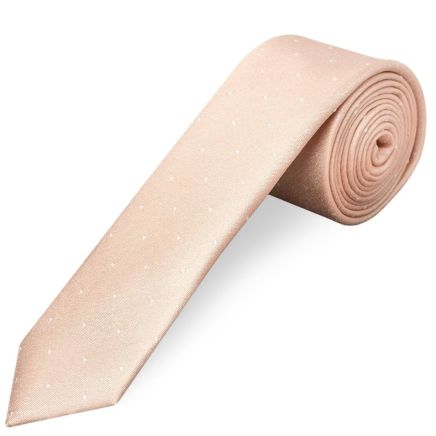 Pink with White Spot Silk Skinny Tie