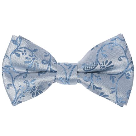 Pre Tied Dusty Blue Floral Boys Bow Tie Age 4-7