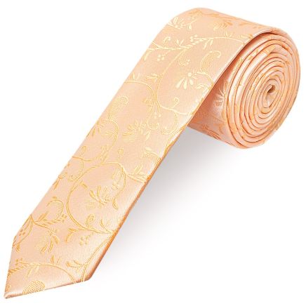 Peach Floral Skinny Men's Tie