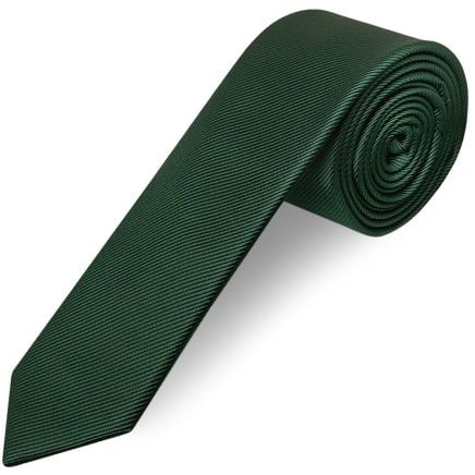 Bottle Green Silk Twill Skinny Mens Tie