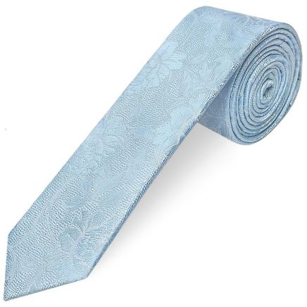 Dusty Blue Flower Skinny Men's Tie