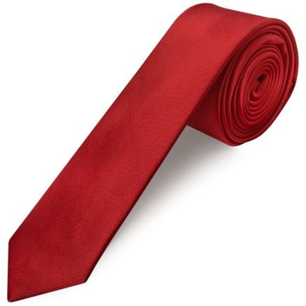 Plain Scarlet Red Skinny Men's Satin Tie