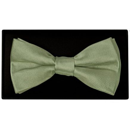 Mens Plain Olive Green Satin Bow Tie