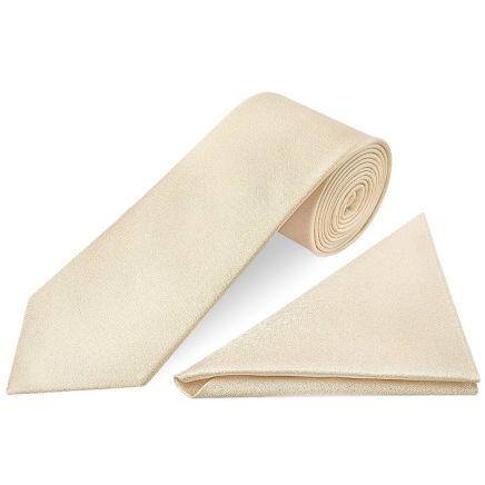 Plain Champagne Silk Classic Men's Tie and Pocket Square Set