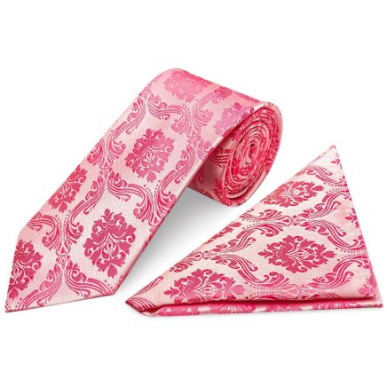 Light Coral Paisley Classic Men's Tie and Pocket Square Set