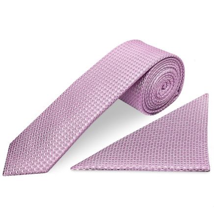 Lavender Textured Skinny Tie and Pocket Square Set