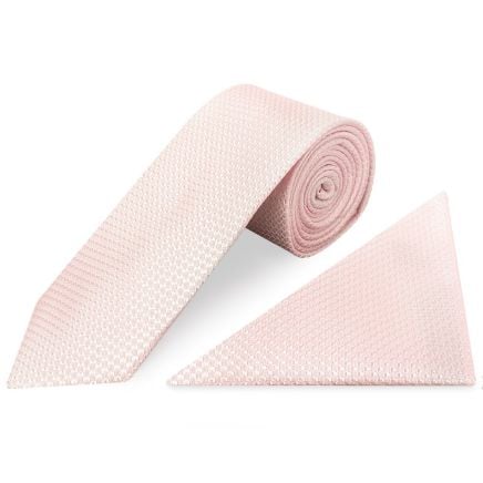 Blush Textured Classic Tie and Pocket Square Set