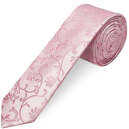 Dusty Pink Floral Skinny Boys Tie