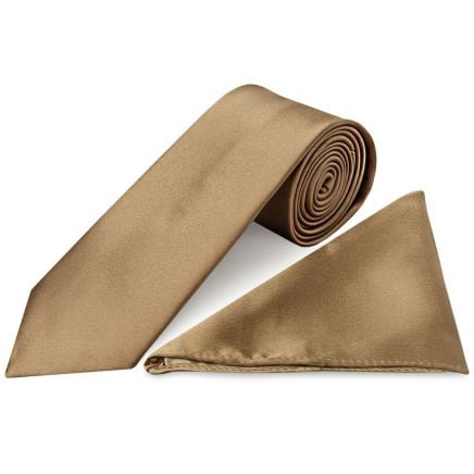 Iced Coffee Satin Classic Men's Tie and Pocket Square Set