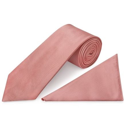 Rose Gold Satin Classic Men's Tie and Pocket Square Set