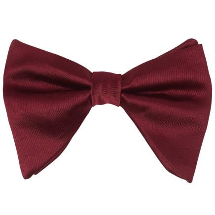 Plain Burgundy Oversized Satin Mens Bow Tie