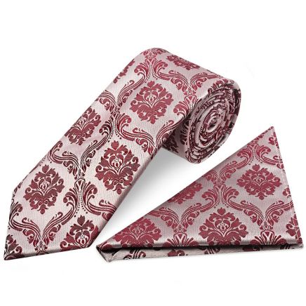 Burgundy Red Paisley Classic Men's Tie and Pocket Square Set