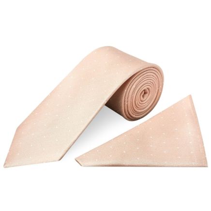 Pink with White Spot Silk Classic Tie and Pocket Square Set