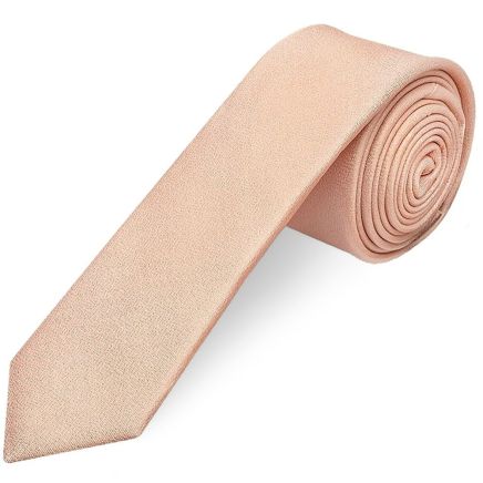Plain Pale Peach Silk Skinny Boys Tie