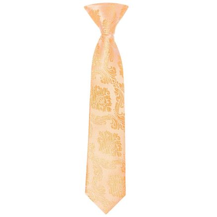 Pre Tied Peach Paisley Boys Tie Age 4-7