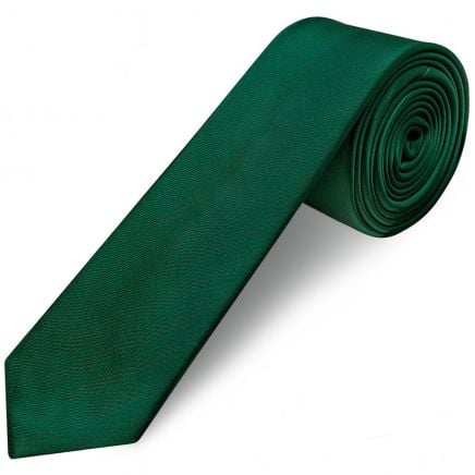 Plain Bottle Green Satin Skinny Boys Tie