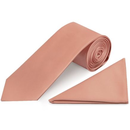 Rose Quartz Satin Classic Men's Tie and Pocket Square Set