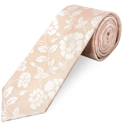 Pink with White Floral Silk Classic Tie