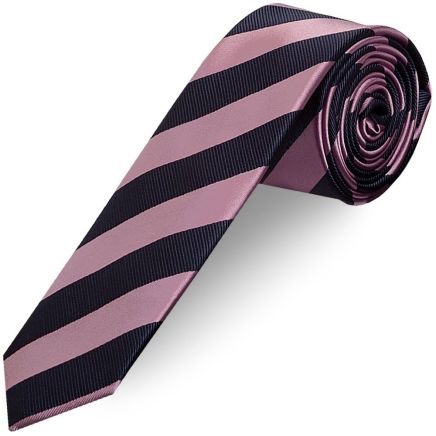 Navy and Lilac Striped Skinny Men's Tie