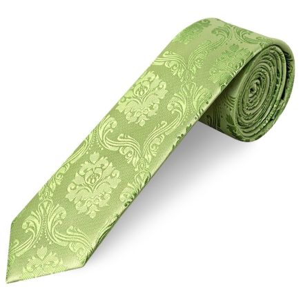Light Green Paisley Skinny Men's Tie