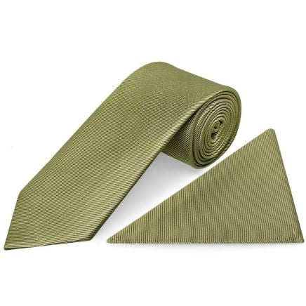 Khaki Silk Twill Classic Men's Tie and Pocket Square Set