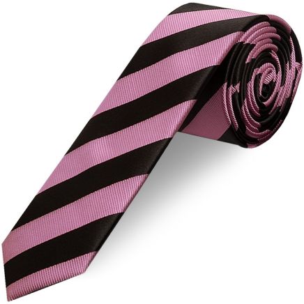 Black and Pink Striped Skinny Men's Tie