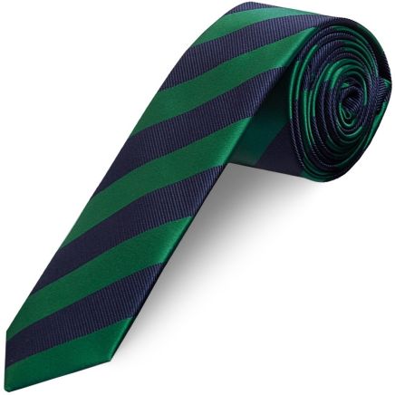 Navy and Green Striped Skinny Men's Tie