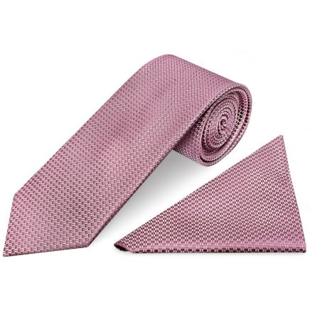 Dusty Pink Textured Classic Tie and Pocket Square Set