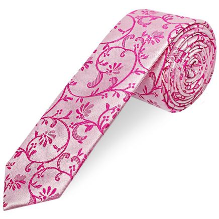 Fuchsia Floral Skinny Men's Tie