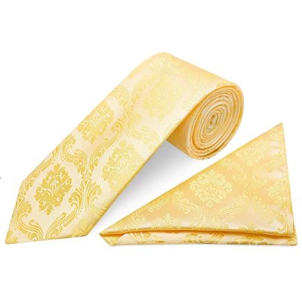 Gold Paisley Classic Men's Tie and Pocket Square Set