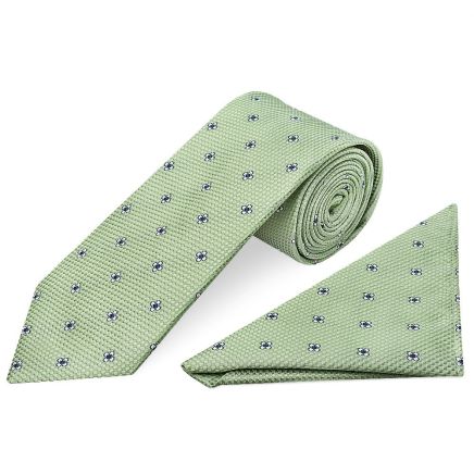 Green Petal Classic Men's Tie and Pocket Square Set