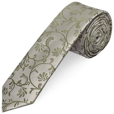 Dusty Sage Floral Skinny Boys Tie