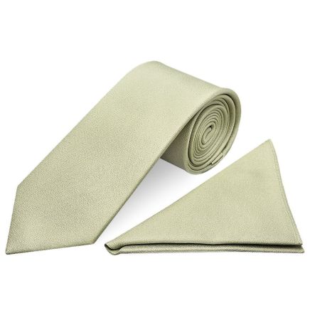 Plain Sage Green Silk Classic Men's Tie and Pocket Square Set
