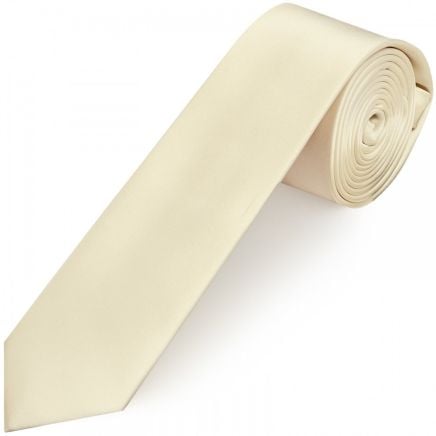 Plain Ivory Satin Skinny Men's Tie