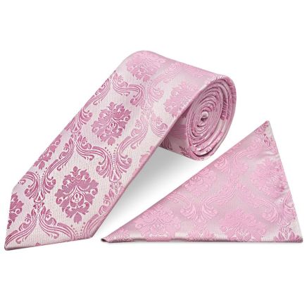 Dusty Pink Paisley Classic Men's Tie and Pocket Square Set