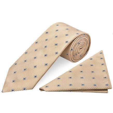 Gold Petal Classic Men's Tie and Pocket Square Set