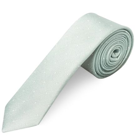 Duck Egg with White Spot Silk Skinny Tie